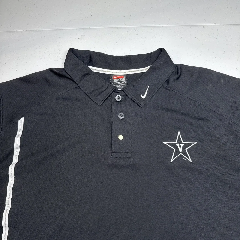 Vanderbilt Commodores Mens Nike Dri-Fit Black Team Apparel Golf Polo Shirt, XL